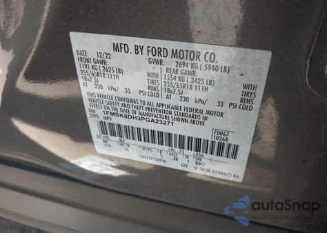 2023 Ford Explorer Xlt z USA, uszkodzony, nr VIN 1FMSK8DH3PGA23271